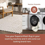 Nuloom SuperiorWash Collection Kai Off-White, 2' x 3', Fluffy and Cozy, High Traffic, Stain Resistant, Easy Clean, Durable Washable Area Rug for Bedroom, Living Room, Dining, Den, Foyer, Entryway