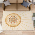 Boho Sun Area Rugs 6x8ft, Minimalist Line Living Room Area Rug, Geometric Solar Play Rug with Carpet Tape Double Sided for Bedroom Office Home Decor