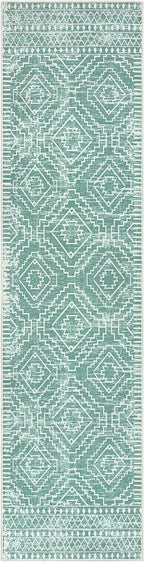 Wonnitar Moroccan Kitchen Runner Rug Washable Non-Slip, 2'6"x10' Mint Green Hallway Rugs, Boho Long Runner Rug for Entryway, Low Pile Soft Runner for Bathroom Laundry Entrance (Mint Green,2'6"x10')