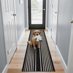 Beeiva Striped Runner Rug for Hallways, 2x6 Washable Runner for Entryway, Black and White Bathroom Runners Non Slip Soft Low Pile Vertical Striped Geometric Print Carpet Rugs for Kitchen Laundry Porch