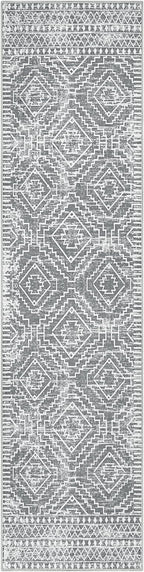 Wonnitar Washable Rug Runner for Kitchen, 2'6"x10' Moroccan Extra Long Runner Rugs for Hallways, Boho Non-Shedding Low Pile Floor Carpet Runner for Entryway Living Room (Silver Grey,2'6"x10')