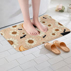 Erosebridal Groovy Daisy Bathroom Mat for Girls Women Retro Flower Floral Microfiber Bath Rug Moon and Stars 3D Entryway Door Mat 16x24 Psychedelic Outer Space Planets Bath Mat Halloween Bats Bath Rug