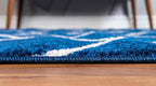 Rugs.com Lattice Frieze Collection Rug – 5' x 8' Oval Navy Blue Medium Rug Perfect for Living Rooms, Large Dining Rooms, Open Floorplans