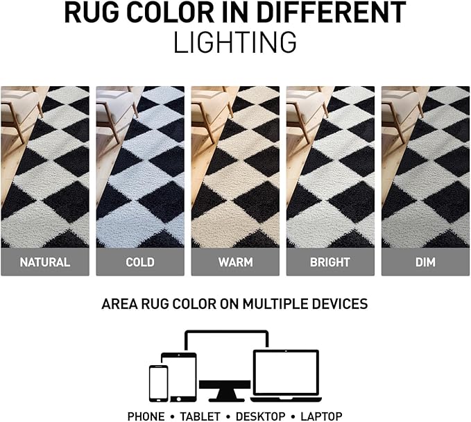 Rugshop Diamond Wave Pattern Shag Runner Rug Anthracite Dark Gray 2' 3" x 8' Perfect for Hallways, Kitchens, or Behind The Sofa
