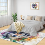 Wolf Rugs for Bedroom - 5x7 Area Rug - Graffiti Wolf Rugs for Living Room, Abstract 3D Animal Graffiti Rug, Washable Home Decor Carpet