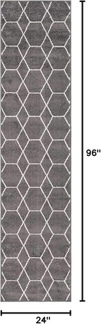 Unique Loom Trellis Frieze Collection Area Rug - Geometric (2' x 8' 8" Runner, Dark Gray/ Ivory)