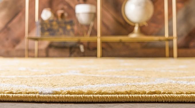 Rugs.com Lattice Frieze Collection Rug – 7' 10 Octagon Yellow Medium Rug Perfect for Living Rooms, Kitchens, Entryways