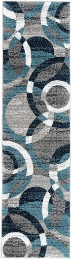 Rugshop Contemporary Modern Circles Abstract Runner Rug 2' x 7'2" Blue