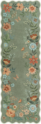 Lahome Floral Runners for Hallways, 2X6 Kitchen Runner Rug Ultra-Thin Soft, Non-Slip Hallway Rug Stain Resistant Boho Low-Pile Carpet for ‎Laundry Bathroom Bedroom(2x6ft,Green)
