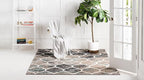 Rugs.com Lattice Frieze Collection Rug – 8' Square Blue Multi Medium Rug Perfect for Living Rooms, Kitchens, Entryways