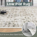2x6 Runner Rugs for Hallway Non-Slip Fall Runner Rugs with Rubber Backing Washable Rug Runner for Kitchen Bedroom Vintage Distressed Carpet (Border Cream)