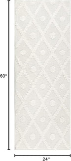 Antep Rugs Palafito 2x5 Geometric Shag Diamond High-Low Pile Textured Indoor Area Rug (White, 2' x 5')