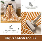 YIHOUSE Orange Rug for Living Room, 6×9 Modern Abstract Area Rug, Geometric Contemporary Wave Striped Rugs for Playroom Nursery, Washable Nonslip Large Rug for Bedroom Dining Room