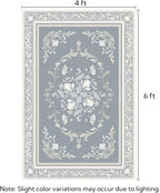 SOULFUL Medium Pile 4x6 Rugs for Living Room - Cozy Soft Underfoot Area Rug - Greige Boho Floral - Washable Non-Slip - Perfect for Bedroom Kids Room Under Dining Table Office