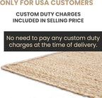 8x10 Oval Jute Rugs for Bedroom Kilim Rug Flatweave Rug Natural Jute Thick 0.27" Solid Pattern Black Beige Hand Braided Jute Handmade Boho Indoor Outdoor Rugs for Living Room Dining Room