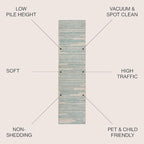 JONATHAN Y Khalil Modern Berber Stripe Cream/Turquoise Runner Rug, 2x8, Contemporary, Bohemian, Easy-Cleaning for Living Room, Bedroom, Kitchen, Pet Friendly, Non-Shedding (MOH207B-28)