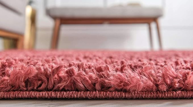 Unique Loom Davos Shag Collection Area Rug - Solid (9' 10" x 13' Rectangle, Poppy)