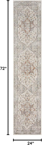 Nourison Home Astra Machine Washable Grey Multicolor 2' x 6' Area Rug - Easy Clean, Non Shedding, Bed Room, Living Room, Dining Room, Kitchen (6' Runner)