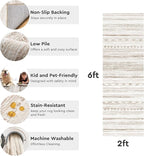 2x6 Runner Rug Machine Washable Non Slip Area Rug Distressed Neutral Moroccan Boho Rug Ultra Soft Floor Runners for Hallways for Entryway Laundry Room Kitchen, Light Brown