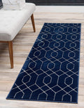 Unique Loom Marilyn Monroe Glam Collection Area Rug - Trellis (2' x 10' Runner, Navy Blue Silver/ Silver)