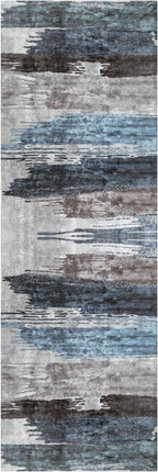 Ciicool 2x6 Washable Runner Rug, Modern Abstract Hallway Rugs Runner, Non-Slip Thin Accent Rug Lightweight Navy Grey Print Distressed Carpet for Laundry Entryway Bedroom Kitchen Bathroom Indoor
