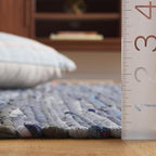 SAFAVIEH Rag Rug Collection Area Rug - 8' x 10', Ink & Multi, Handmade Boho Stripe Cotton, Ideal for High Traffic Areas in Living Room, Bedroom (RAR121C)
