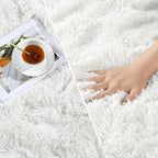 Large Shag Area Rugs 8 x 10, Plush Fuzzy Rugs for Living Room, Ultra Soft Fluffy Furry Rug for Bedroom, Indoor Carpet Nursery Rugs for Kids Room Home Decor, White