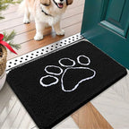 OLANLY Dog Door Mat for Muddy Paws 24x16, Paw Print Design, Absorbs Moisture and Dirt, Absorbent Non-Slip Washable Doormat, Quick Dry Chenille Mud Mat for Dogs, Entry Indoor Entryway Carpet, Black