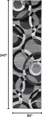 Rugshop Contemporary Abstract Circles Perfect for high Traffic Areas of Your Living Room,Bedroom,Home Office,Kitchen Runner Rug 2'7" x 8' Gray
