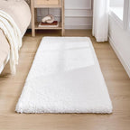 White Bathroom Rugs 24x48 Non Slip Fluffy Bath Mat for Bathroom Floor Washable Plush Luxury Bath Rug for Tub Soft Shaggy Absorbent Shower Sink Mat