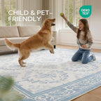 SOULFUL Medium Pile 2x3 Entryway Rug - Soft Underfoot Small Area Rug - Mist Blue Boho Floral - Washable Non-Slip - Perfect for Hallway Kitchen Bedroom Bathroom Indoor Entrance