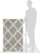 SAFAVIEH Dallas Shag Collection Accent Rug - 2'3" x 4', Grey & Ivory, Trellis Design, Non-Shedding & Easy Care, 1.5-inch Thick Ideal for High Traffic Areas in Entryway, Living Room, Bedroom (SGD257G)