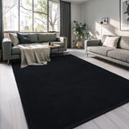 AROGAN Modern Shag Area Rug for Living Room, 5x7 Feet Washable Rugs for Bedroom, Indoor Floor Carpet Rugs, Plush Memory Foam Bedside for Kids Girls Teens Room Low Pile Rug Decor, Black