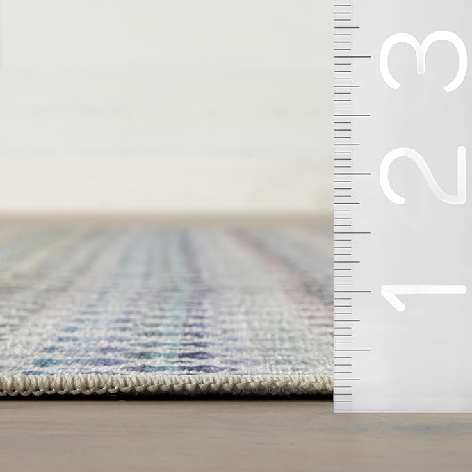 Dash & Albert Poppy Multi Machine Washable Rug, 6 X 9 Feet, Multicolored Geometric Pattern