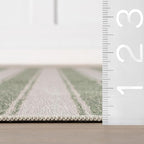 Dash & Albert Xaren Green Machine Washable Rug, 9.5 X 13.5 Feet, Green/Grey Stripe Pattern