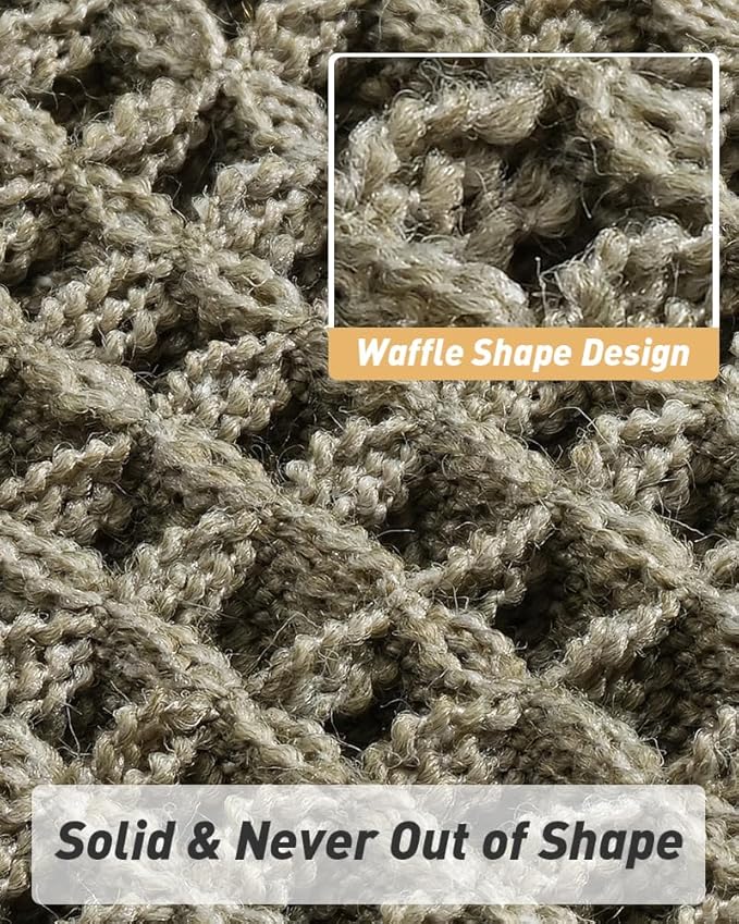AMOAMI Upgraded Waffle Bath Mat, Super Absorbent Non Slip Bath Mats for Bathroom Floor, Machine Washable Bathroom Rugs with Tassels, Rubber Backed Bathroom Mats, Ultra Soft, 20" x 32", Green