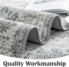 jinchan Kalen Runner Rug 2x5 Washable Area Rug Soft Vintage Hallway Indoor Floor Mat Thin Retro Distressed Carpet Grey Floral Print Country Non Slip Bathroom Kitchen Bedroom Living Room