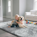 Fluffy Rug Shaggy Area Rug, Mottling Grey 8x10 Area Rugs for Living Room, Large Shag Area Rugs for Bedroom Kids Room Home Decor, Upgrade Anti-Skid Rectangular Fuzzy Rugs