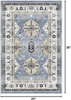 Dripex Vintage Collection Washable Area Rug - 2x3 Door Mat Small Entryway Rug Distressed Non-Slip Low-Pile Floor Carpet for Indoor Front Entrance Kitchen Bathroom Living Room Bedroom