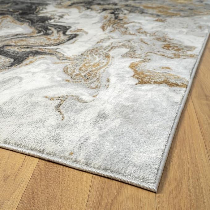 LUXE WEAVERS Marble Swirl Abstract Area Rug, Smoke 4x5