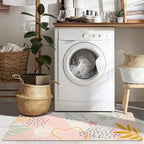Lahome Washable Runner Rug for Hallway - 2x4 Non-Slip Throw Soft Bathroom Rug Runner Lightweight Pink Kitchen Mat, Boho Botanical Print Indoor Carpet Runner for Entrance Bedroom Laundry Living Room