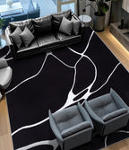 YIHOUSE Modern Washable Area Rug for Living Room Bedroom - Large Abstract Black and White Rug Non-Slip Ultra-Thin Home Decor (Dark Warping, 8'x10'ft)