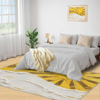 Boho Sun Area Rugs 3x5ft, Abstraction Deco Boys Rugs for Bedroom, Minimalist Sunburst Kids Room Rug Soft Fuzzy Washable for Living Room Game Room Coffee Table