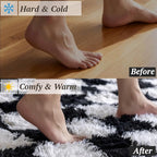 5x7 Area Rugs for Living Room Bedroom, Soft Fluffy Shaggy Bedside Rug, Indoor Floor Carpet for Kids Playroom, Dorms, Nursery Rooms, Home Decor (Black & White 5'x7')