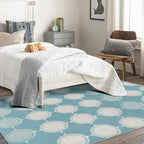 Aqua and White Rug, 3x5 Rug, Blue Rugs for Living Room Bedroom, Geometric Small Area Rug, Washable Rug Non Slip Soft Indoor Carpet, Kids and Pets Friendly, Aqua and White Home & Room Decor