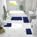 OLANLY Bathroom Rugs 47x24, Extra Soft Absorbent Chenille Bath Rugs, Rubber Backing Quick Dry, Machine Washable Bath Mats for Bathroom Floor, Tub and Shower, Home Decor Accessories, Navy