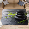 Zen Buddhism Rugs for Bedroom - 3x4 Area Rug - Black Zen Dianthus Leaf Rugs for Living Room, Meditation Yoga Rug, Washable Home Decor Carpet
