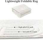 SHACOS Soft Cozy Fluffy Arch Pattern High Low Pile Area Rugs 3'x5' Non Slip Washable Scandinavian Minimalist Rug Modern Geometric Arc Carpet for Living Room Bedroom Dining Room, Cream White