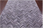 Modern Design Premium Cowhide Leather Carpet with Chevron Pattern, Area Rug (Natural Multi Grey, 4x6)