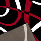 2305 Geometric Abstract Red Black 6x9 Area Rugs for Living Room